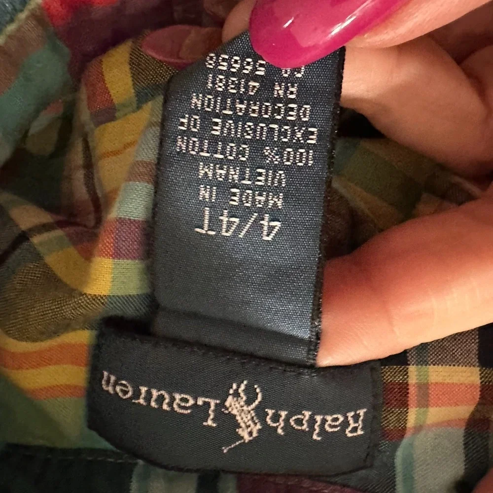 Ralph Lauren Madras Plaid Shirt Toddler Size 4/ 4T Button Up Short Sleeve preppy